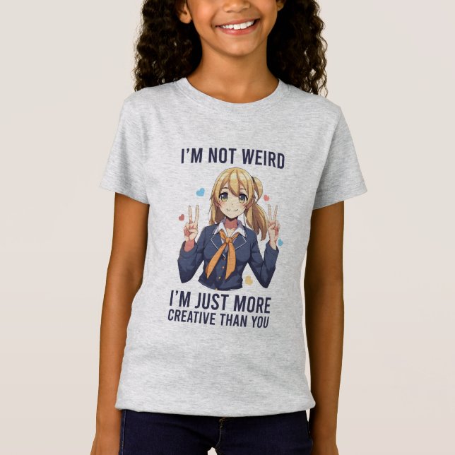 Camiseta Eu não sou esquisito, meninas de anime (Frente)