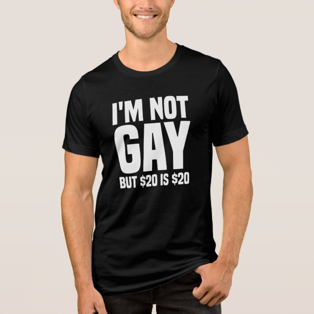 Camiseta Eu não sou Gay, mas $20 é $20-45324 (Frente)