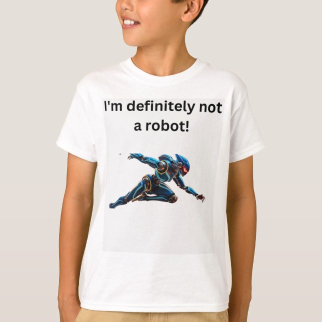 Camiseta "Eu não sou um Robô" Tee Humor (Frente)