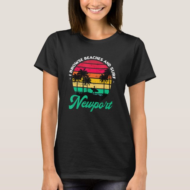 Camiseta Eu Navego Em Praias E Surf, Surfar Em Rhode É (Frente)