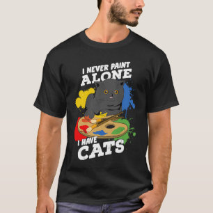 Camiseta Eu Nunca Pinto Sozinho Tenho Gatos Pintando Gato