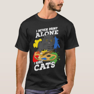 Camiseta Eu Nunca Pinto Sozinho Tenho Gatos Pintando Gato