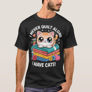 Camiseta Eu Nunca Quilto Sozinho Eu Tenho Gatos Quilting Co
