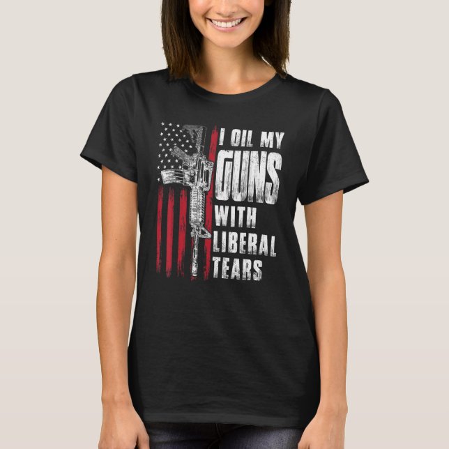 Camiseta Eu Oculto Minhas Armas Com Lágrimas Liberais Bande (Frente)