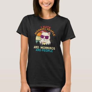 Camiseta Eu Odeio as Pessoas da Manhã e o Café da Manhã Gat