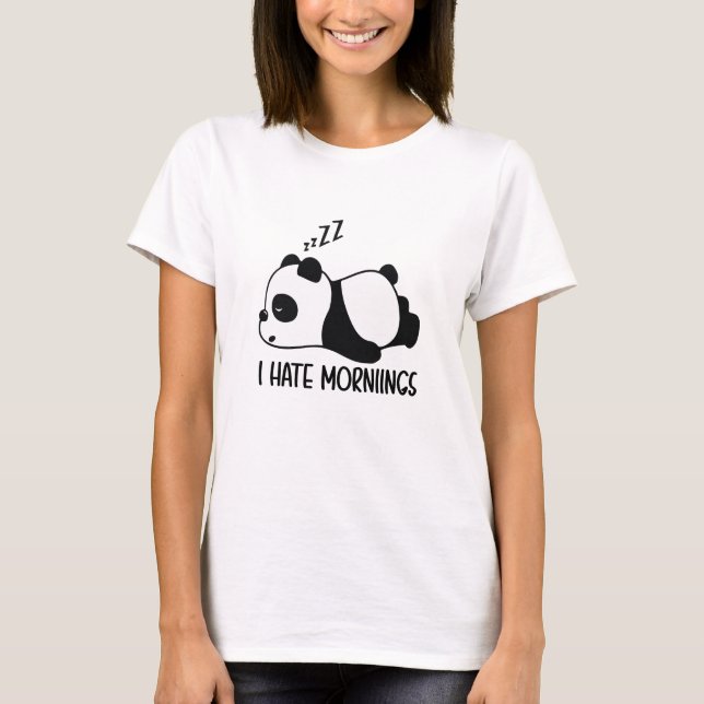 Camiseta Eu Odeio Manhãs Funny Panda (Frente)