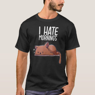 Camiseta Eu Odeio Manhãs Gato Gatinho Dormindo Cochilo Café