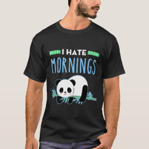 Camiseta Eu Odeio Manhãs Panda Beber Pessoas Preguiçosas
