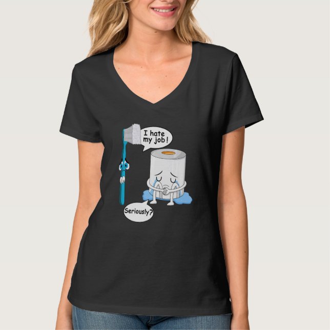 Camiseta Eu Odeio Meu Emprego Seriamente Escova de Dentes P (Frente)