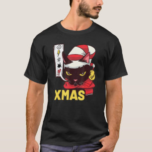 Camiseta Eu Odeio O Natal Cara De Gato Preto Bravo Fofo Eng