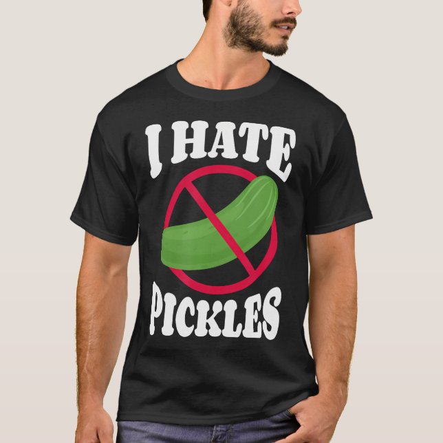 Camiseta Eu Odeio Pepino Anti-Vegano de Picles (Frente)