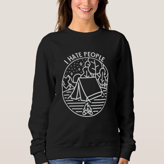 Camiseta Eu Odeio Pessoas Acampando Piada de Introvertido C (Frente)