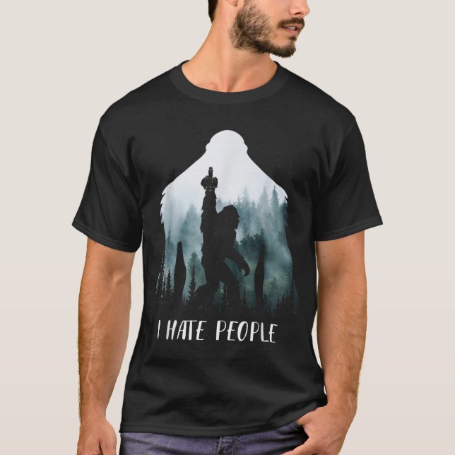 Camiseta Eu Odeio Pessoas Bigfoot Engraçado Acampamento Big (Frente)