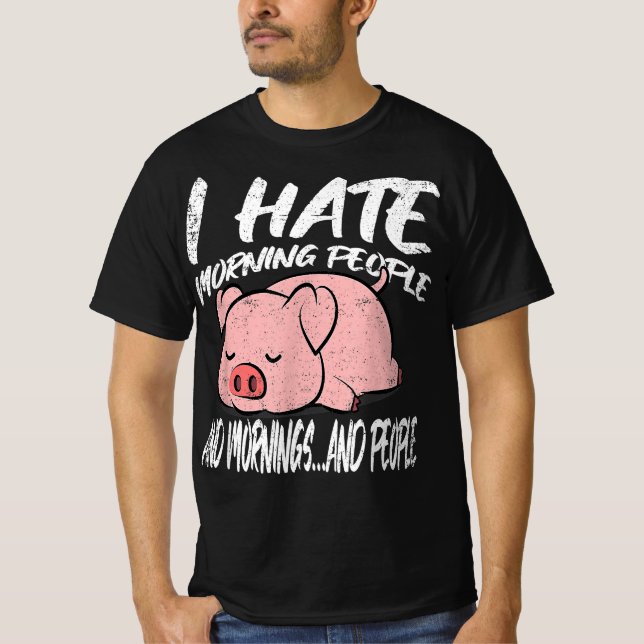 Camiseta Eu Odeio Pessoas De Manhã | Animais Preguiçosos (Frente)