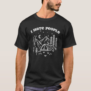 Camiseta Eu Odeio Pessoas Engraçadas Acampando Fora do Tamp
