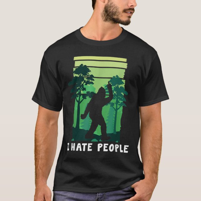 Camiseta Eu Odeio Pessoas - Engraçado Dedo Médio Sasqua (Frente)