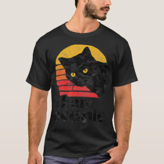 Camiseta Eu Odeio Pessoas Estilo de Vintagem Engraçado Gato