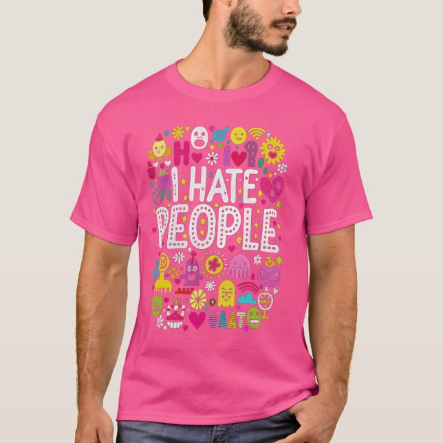 Camiseta Eu Odeio Pessoas Misanthrope Grumpy Anti-Social (Frente)