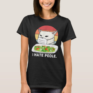 Camiseta Eu Odeio Pessoas Mulheres Gritando Com Gato Usando