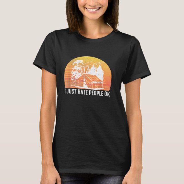 Camiseta Eu Odeio Pessoas Ok Sarcástico Acampamento na Selv (Frente)