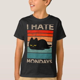 Camiseta Eu Odeio Segundas-Feiras Gato Retro - Gato Preguiç