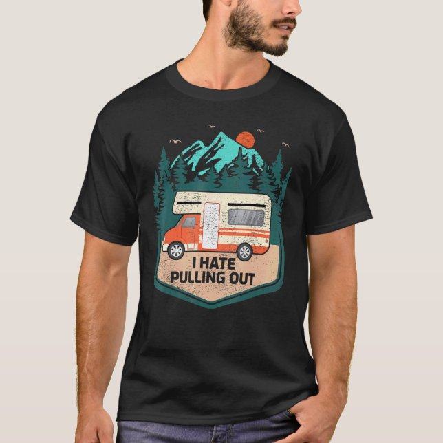 Camiseta Eu Odeio Tirar o Retro Camper Rv Da Montanha (Frente)