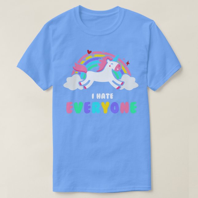 Camiseta Eu Odeio Todo Mundo Funny Unicorn (Frente do Design)