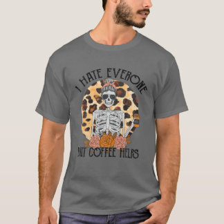 Camiseta Eu Odeio Todo Mundo, Mas Café Ajuda Leopardo Mensa