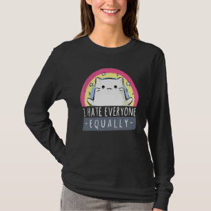 Camiseta Eu Odeio Todos Igualmente Gatos E Animais