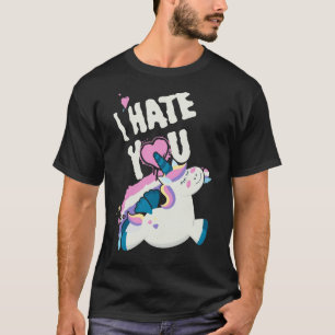 Camiseta Eu Odeio Você Asa Unicórnio Voador Fofo Divertido 