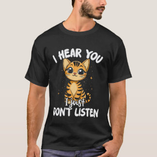 Camiseta Eu Ouço Você, Só Não Escuto Gato Fofo Frase Engraç