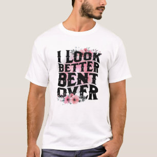 Camiseta Eu Pareço Melhor Curvado Sobre Flor Vintado