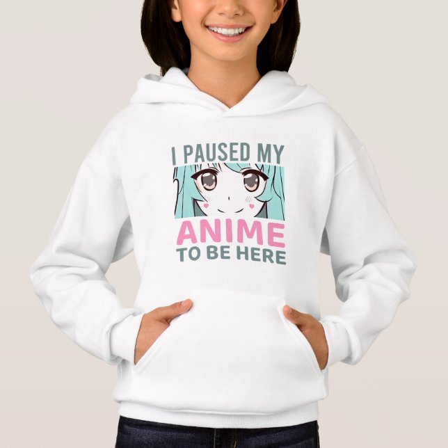 Camiseta Eu Parei Meu Anime Para Estar Aqui Meninas Gráfico (Frente)