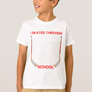 Camiseta Eu Patinei Através De 100 Dias De Escola Fã De Hóq