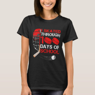 Camiseta Eu Patinei Através de 100 Dias de Escola Fã de Hóq