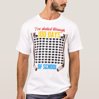 Camiseta Eu Patinei Através De 100 Dias De Estudo Hóquei Es