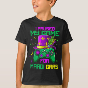 Camiseta Eu Pausar Meu Jogo Para o Video Game do Mardi Gras
