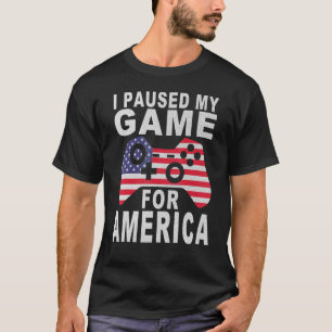 Camiseta Eu Pausar Meu Jogo Pelo 4 De Julho Americano