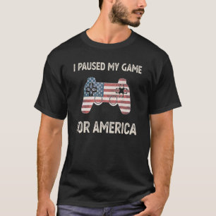 Camiseta Eu Pausar Meu Jogo Pelo 4 De Julho Americano Fl