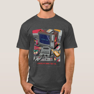 Camiseta Eu pauso meu jogo para essa família de garoto joga