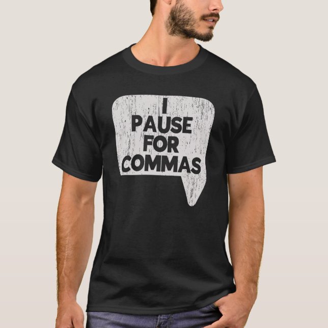 Camiseta Eu Pauso Para Policial De Gramática Da Commas Prof (Frente)