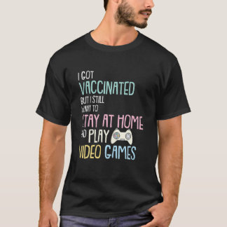Camiseta Eu Peguei Jogos Vacinados Engraçado Jogando Vídeo