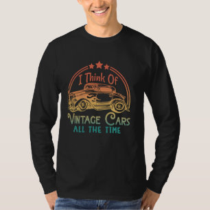 Camiseta Eu penso em Carros vintage o tempo todo retro clás