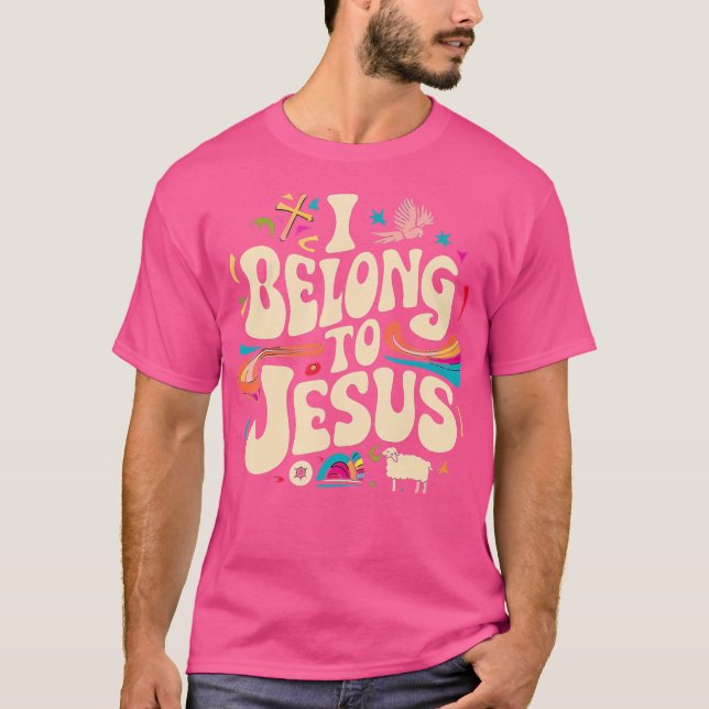 Camiseta Eu Pertenço A Jesus - Hippie Groovy Fé Religiosa (Frente)