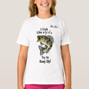 Camiseta "Eu pesco como uma garota..." Rapariga Personalizá