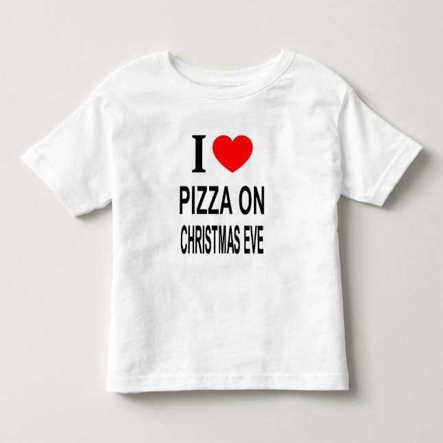 Camiseta Eu ❤️ PIZZA NA VÉSpera DE NATAL EU AMO PIZZA NO NA (Frente)
