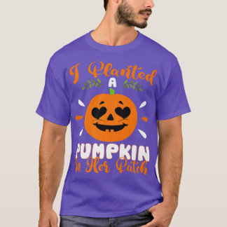 Camiseta Eu Plantei Um Abóbora No Seu Patch Halloween Pregn