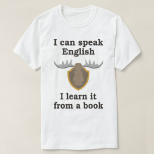 CAMISETA EU POSSO FALAR O INGLÊS, MIM APRENDO-O DE UM LIVRO