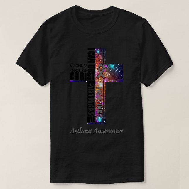 Camiseta Eu Posso Fazer Tudo Através Da Asma Cristo. (Frente do Design)