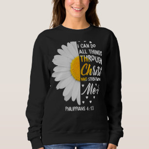 Camiseta Eu Posso Fazer Tudo Através Da Cristo Daisy Flower